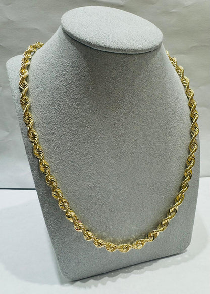 10K GOLD HOLLOW ROPE CHAIN 30", WEIGHT 16.4 gm, WIDTH 5.22 mm