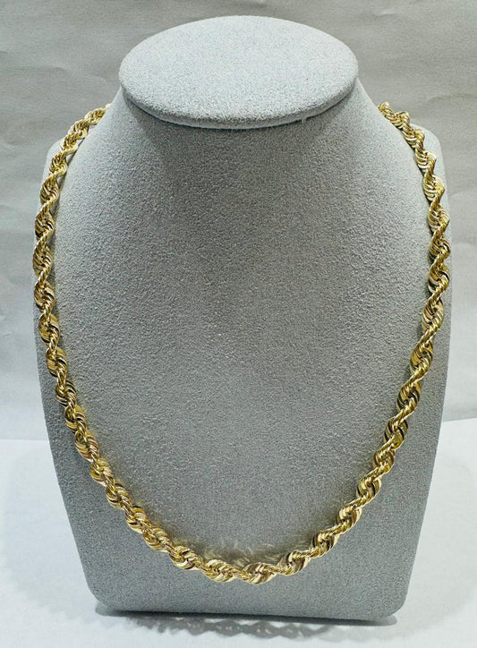 10K GOLD HOLLOW ROPE CHAIN 30", WEIGHT 16.4 gm, WIDTH 5.22 mm