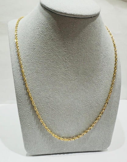 10K HOLLOW ROPE CHAIN 20" 2.25mm, 2.4gm