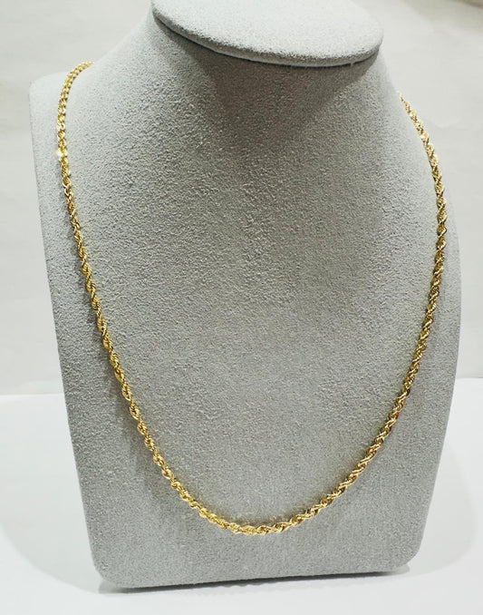 10K HOLLOW ROPE CHAIN 20" 2.25mm, 2.4gm