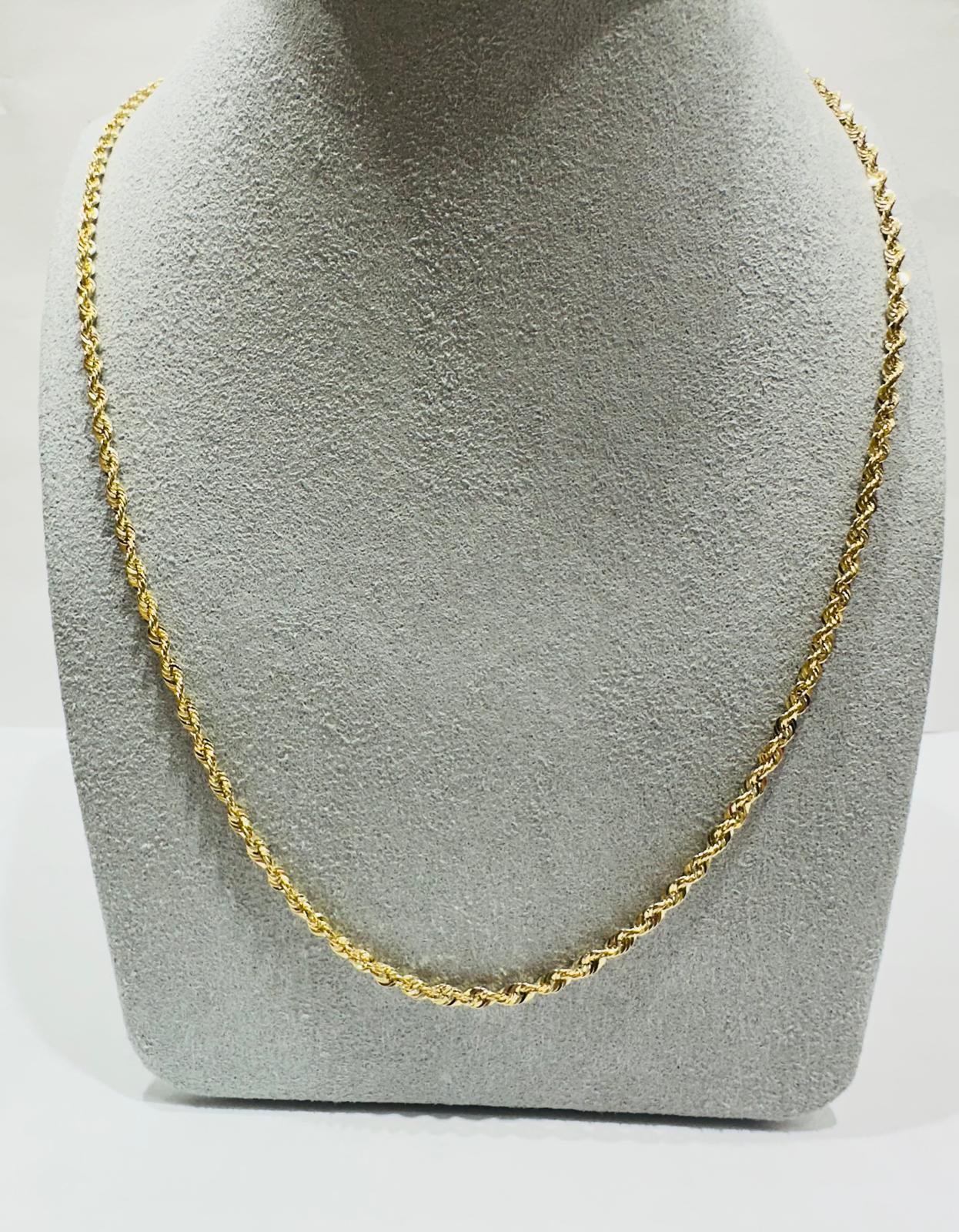 10K HOLLOW ROPE CHAIN 20" 2.25mm, 2.4gm