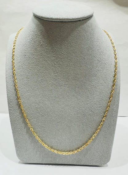 10K HOLLOW ROPE CHAIN 22" 2.25mm, 2.3gm