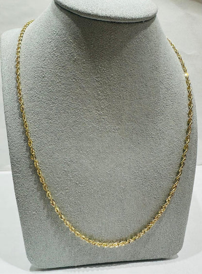 10K HOLLOW ROPE CHAIN 24" 2.25mm, 2.8gm