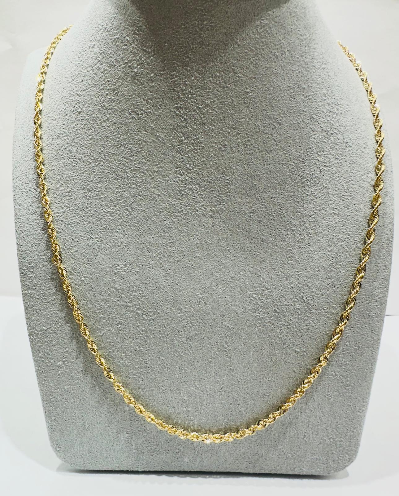 10K HOLLOW ROPE CHAIN 24" 2.25mm, 2.8gm