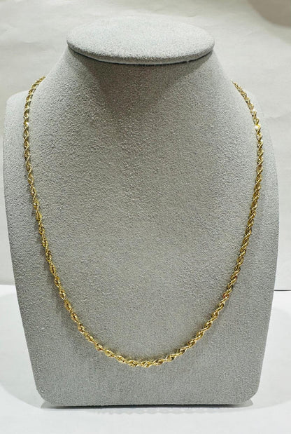10K HOLLOW ROPE CHAIN 24" 2.25mm, 2.8gm