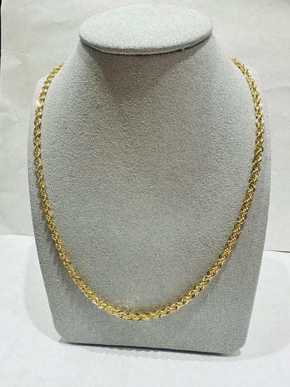 10K HOLLOW ROPE CHAIN 24" 3.25mm, 5.3gm