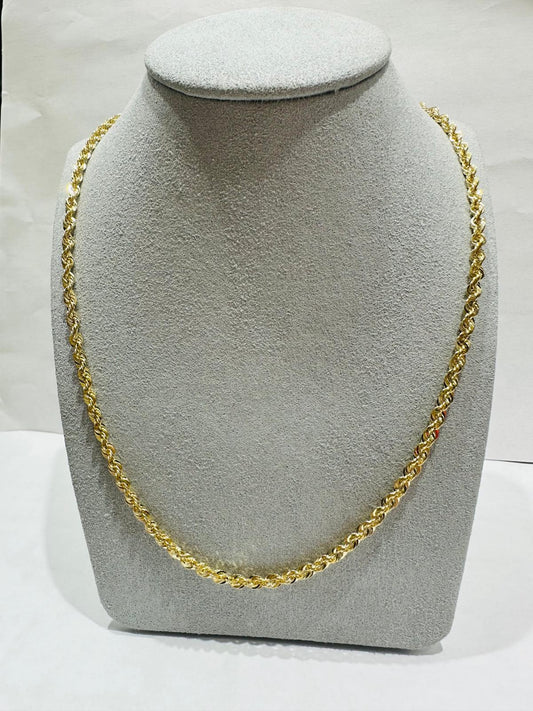 10K HOLLOW ROPE CHAIN 24" 3.25mm, 5.3gm
