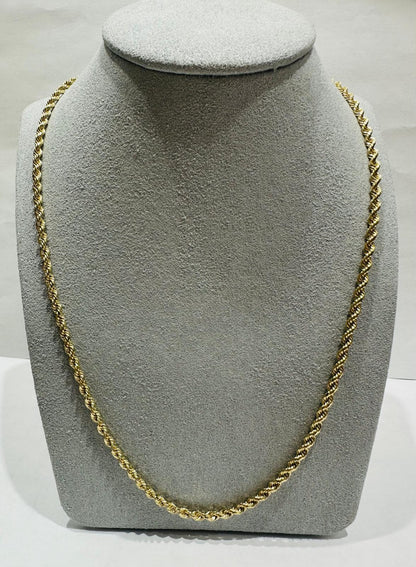 10K HOLLOW ROPE CHAIN 26" 2.75mm, 6.4gm