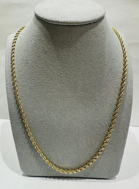 10K HOLLOW ROPE CHAIN 26" 2.75mm, 6.4gm