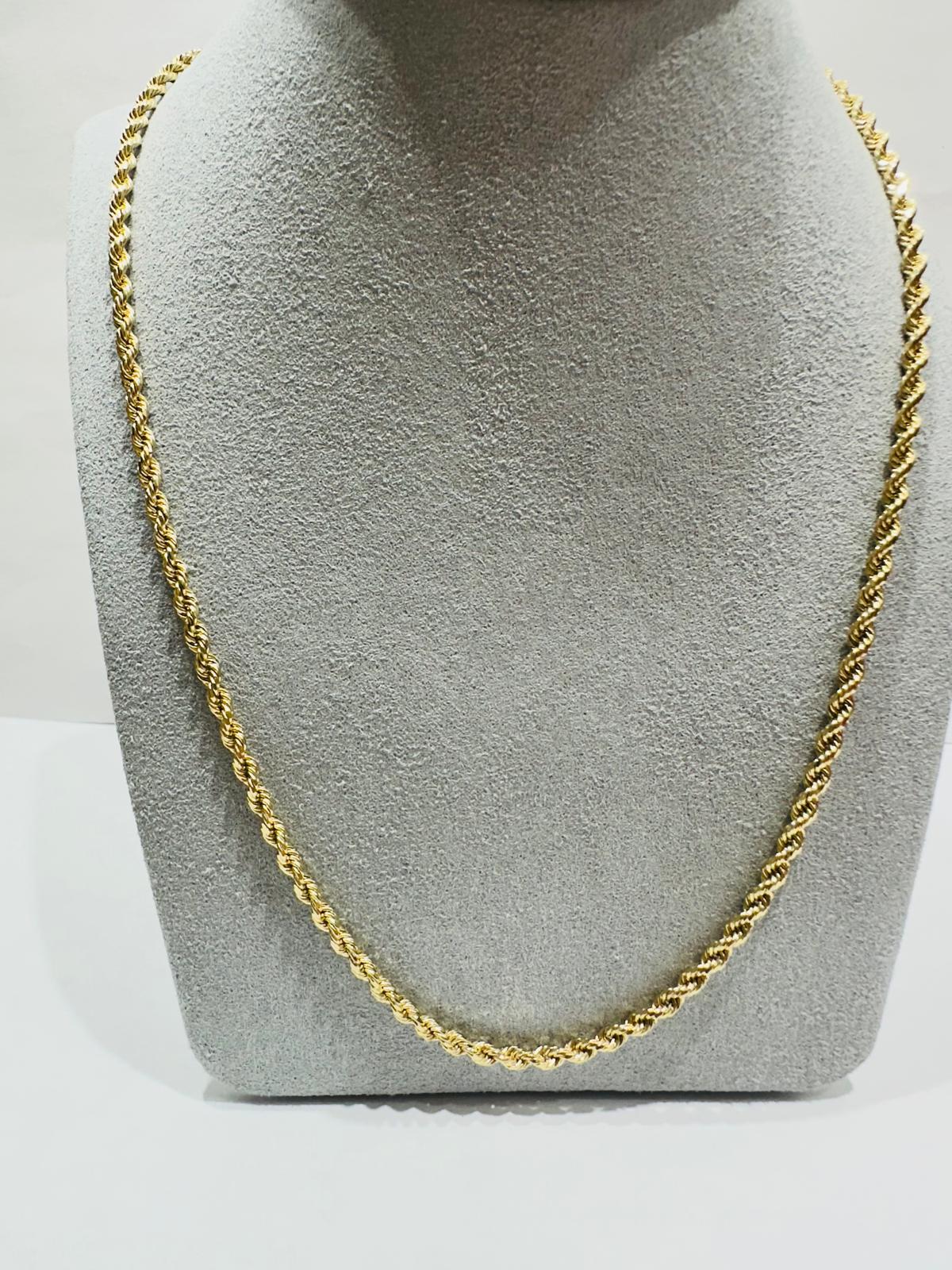 10K HOLLOW ROPE CHAIN 26" 2.75mm, 6.4gm