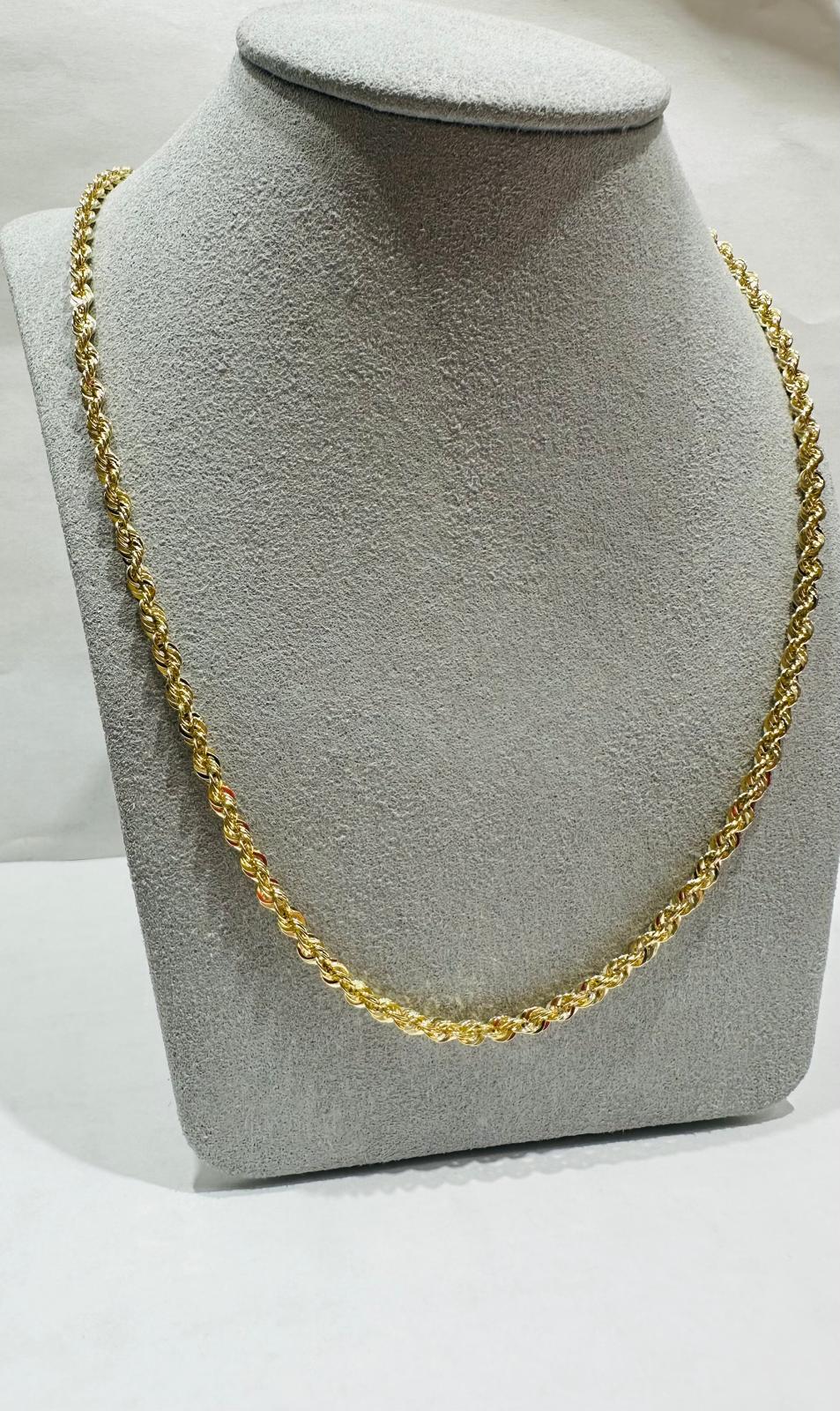 10K HOLLOW ROPE CHAIN 24" 3.25mm, 5.3gm