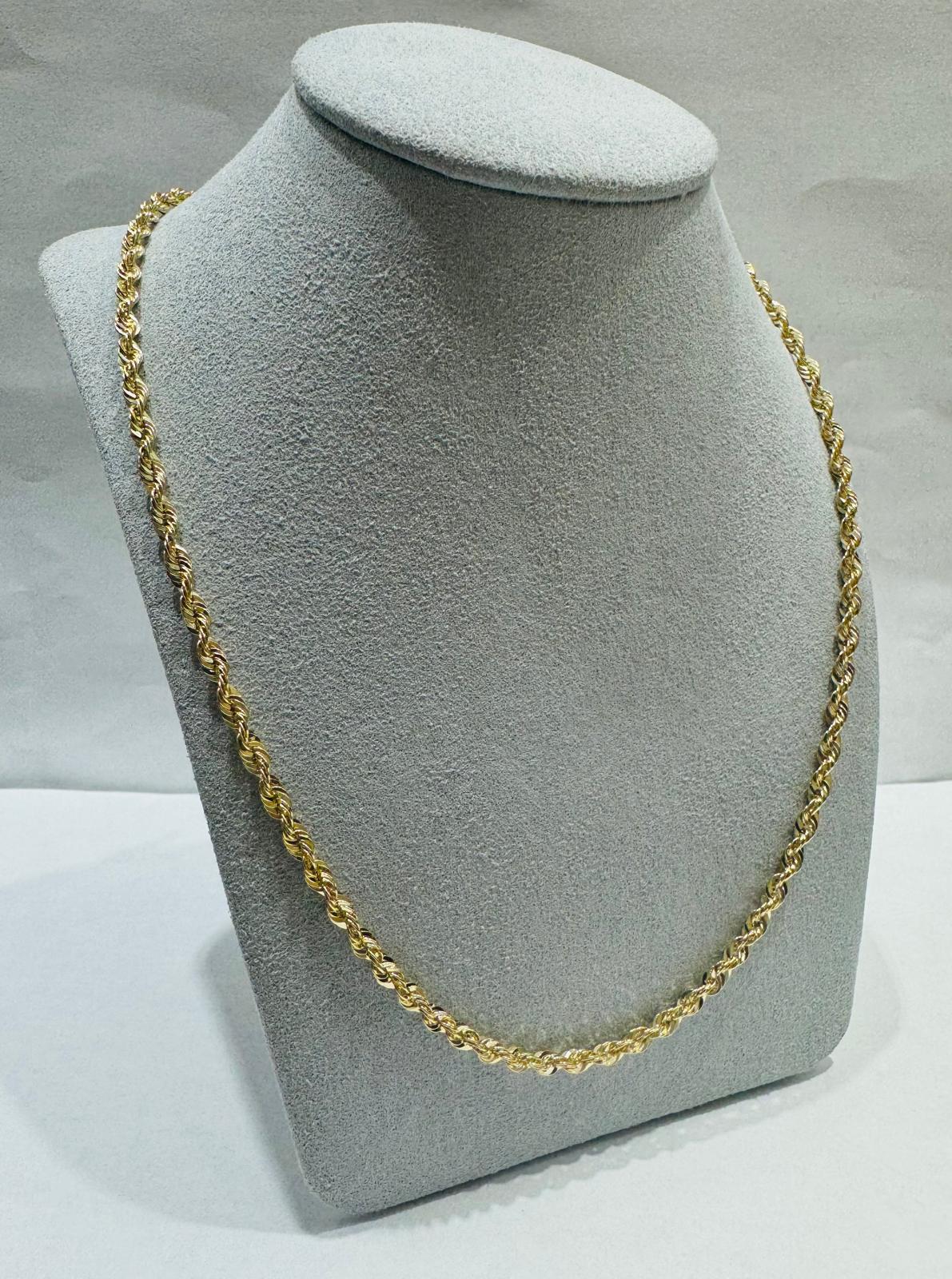 10K GOLD HOLLOW ROPE CHAIN 26", WEIGHT 5.6 gm, WIDTH 3.21 mm