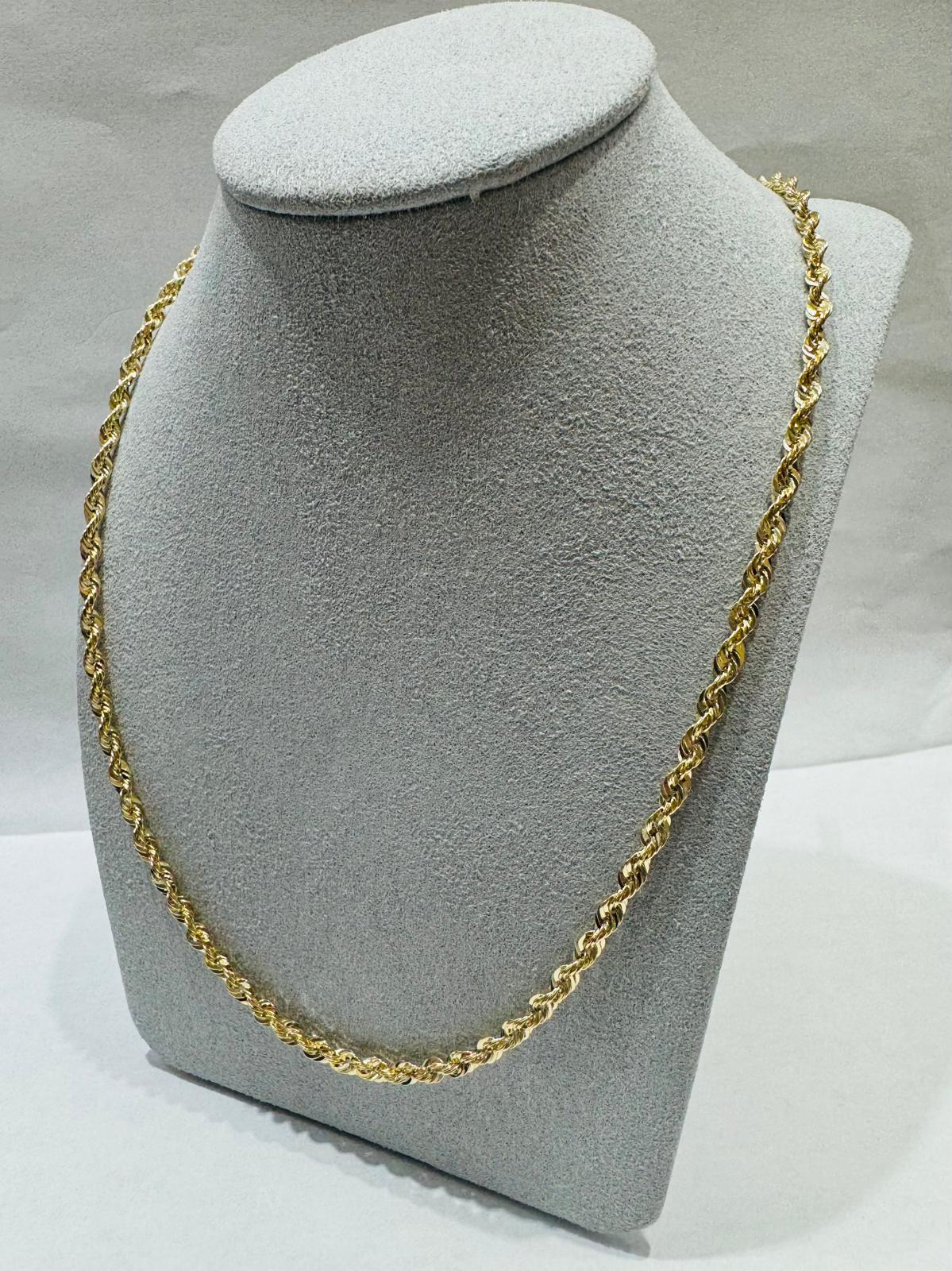 10K GOLD HOLLOW ROPE CHAIN 26", WEIGHT 5.6 gm, WIDTH 3.21 mm