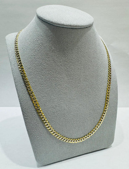 10K GOLD SOLID DIAMOND CUT CUBAN LINK CHAIN 20", WEIGHT 6.1gm, WIDTH 3.27 mm