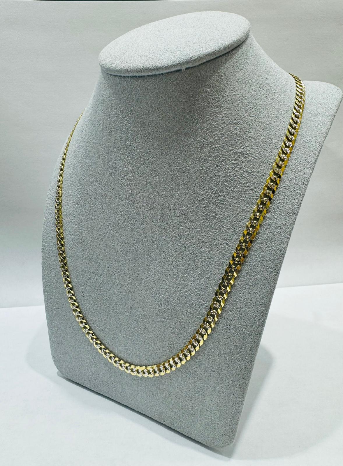 10K GOLD SOLID DIAMOND CUT CUBAN LINK CHAIN 20", WEIGHT 6.1gm, WIDTH 3.27 mm
