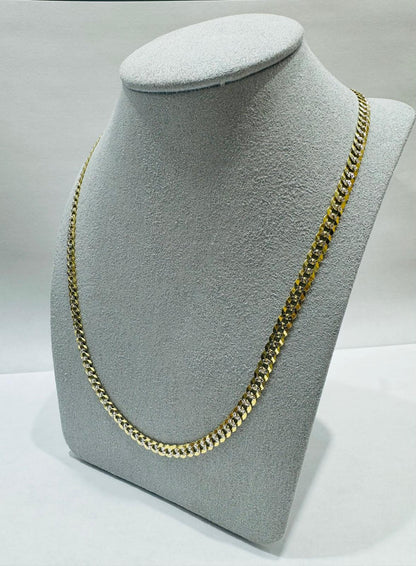 10K GOLD SOLID DIAMOND CUT CUBAN LINK CHAIN 20", WEIGHT 6.1gm, WIDTH 3.27 mm