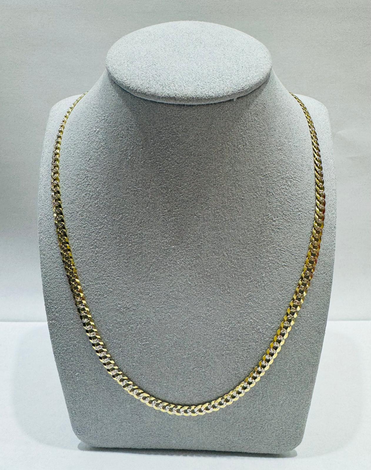 10K GOLD SOLID DIAMOND CUT CUBAN LINK CHAIN 20", WEIGHT 6.1gm, WIDTH 3.27 mm