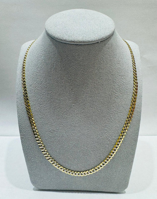 10K GOLD SOLID DIAMOND CUT CUBAN LINK CHAIN 20", WEIGHT 6.1gm, WIDTH 3.27 mm