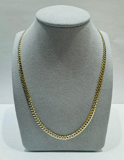 10K GOLD SOLID DIAMOND CUT CUBAN LINK CHAIN 20", WEIGHT 6.1gm, WIDTH 3.27 mm