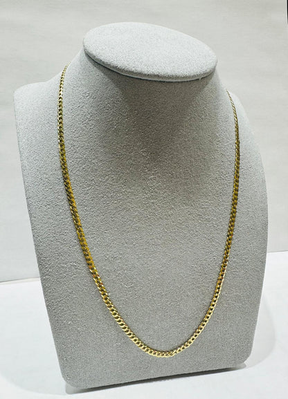 10K GOLD SOLID CUBAN LINK CHAIN 18", WEIGHT 3.2 gm, WIDTH 2.61 mm