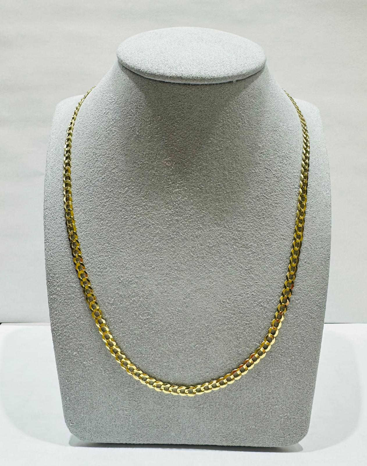 10K GOLD SOLID CUBAN LINK CHAIN 18", WEIGHT 5.3 gm, WIDTH 3.69 mm