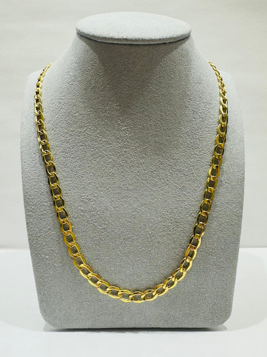 10K GOLD HOLLOW CUBAN LINK CHAIN 20", WEIGHT 7.8 gm, WIDTH 5.27 mm