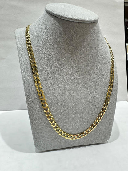 10K GOLD SOLID CUBAN LINK CHAIN 22", WEIGHT 15.5 gm, WIDTH 6 mm