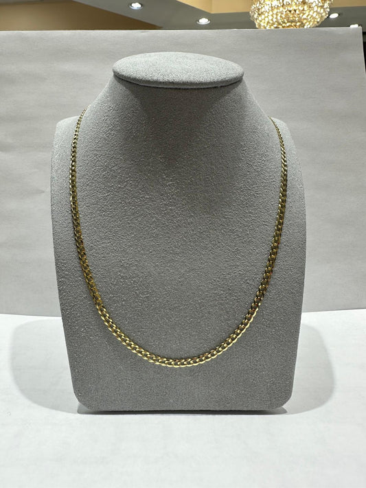 10K GOLD SOLID CUBAN LINK CHAIN 22", WEIGHT 6.0 gm, WIDTH 3.20 mm