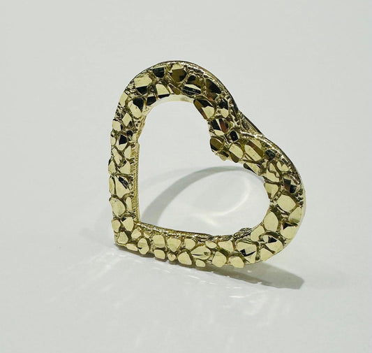10K GOLD NUGGET HEART RING, SIZE: 6.5, Weight: 3.2gm