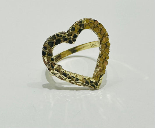 10K GOLD NUGGET HEART RING, SIZE: 7, Weight: 2.4gm