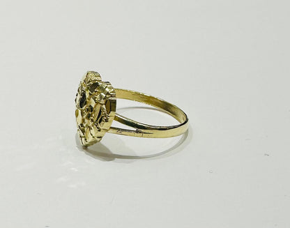 10K GOLD NUGGET HEART RING, 1.8gm