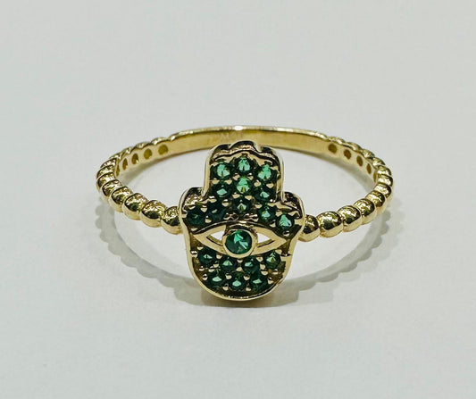 10K GOLD HAMSA RING- 1.2gm
