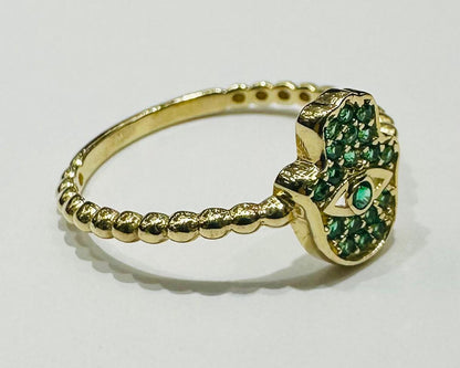 10K GOLD HAMSA RING- 1.2gm