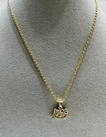 10K GOLD ROPE CHAIN WITH KITTY PENDANT