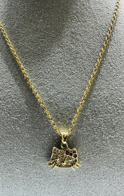 10K GOLD ROPE CHAIN WITH KITTY PENDANT