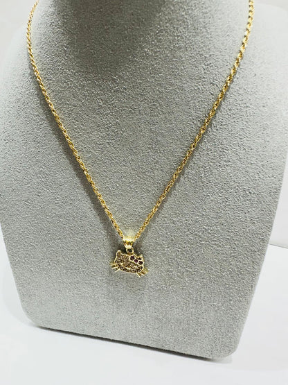 10K GOLD ROPE CHAIN WITH KITTY PENDANT