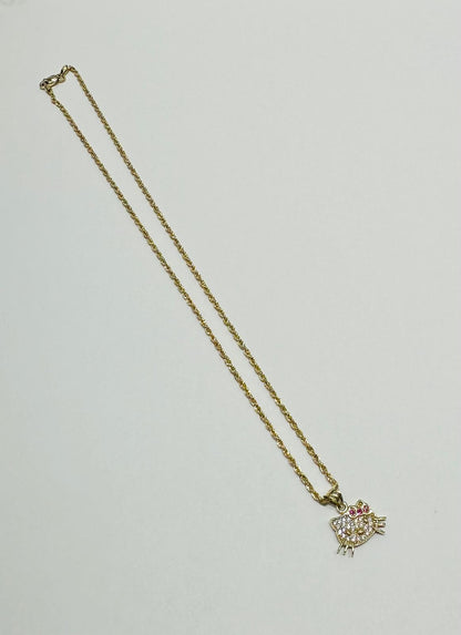 10K GOLD ROPE CHAIN WITH KITTY PENDANT