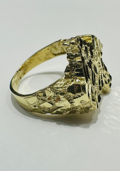 10K GOLD TEXAS NUGGET RING, WEIGHT: 6.2gm