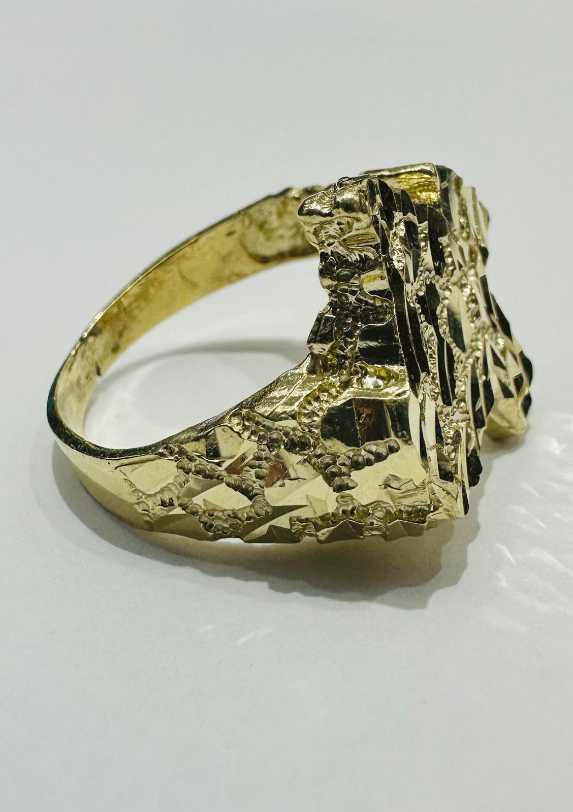 10K GOLD TEXAS NUGGET RING, WEIGHT: 6.2gm