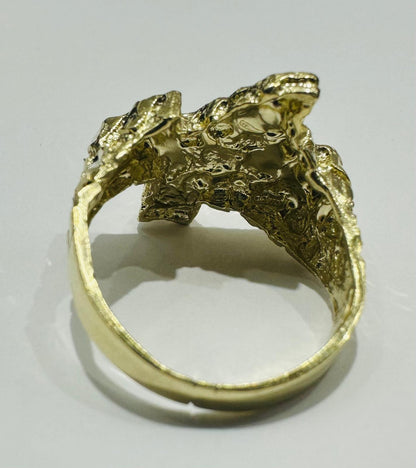 10K GOLD TEXAS NUGGET RING, WEIGHT: 6.2gm