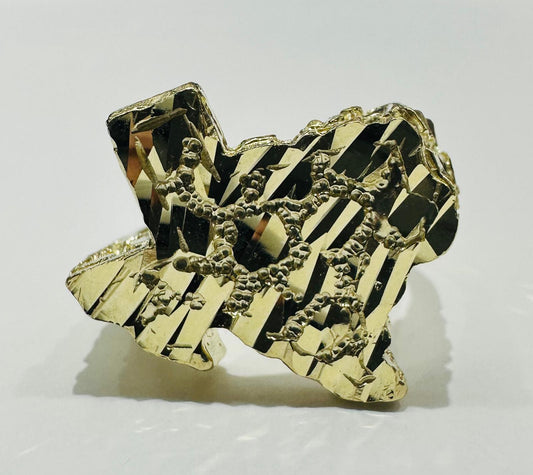 10K GOLD TEXAS NUGGET RING, WEIGHT: 6.2gm