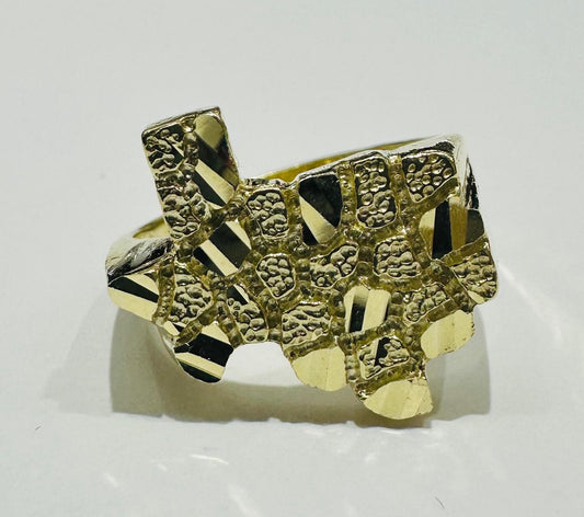 10K GOLD TEXAS NUGGET RING, WEIGHT: 4.7gm