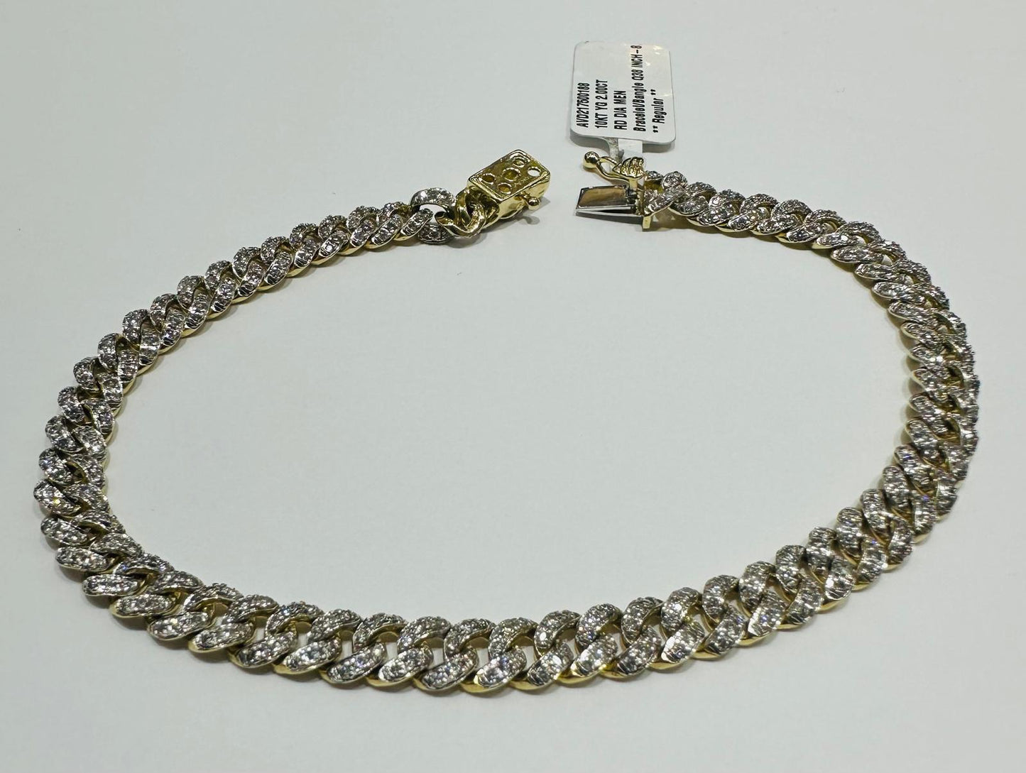 10K GOLD  NATURAL DIAMOND BRACELET 2CT, 8" 16.8gm