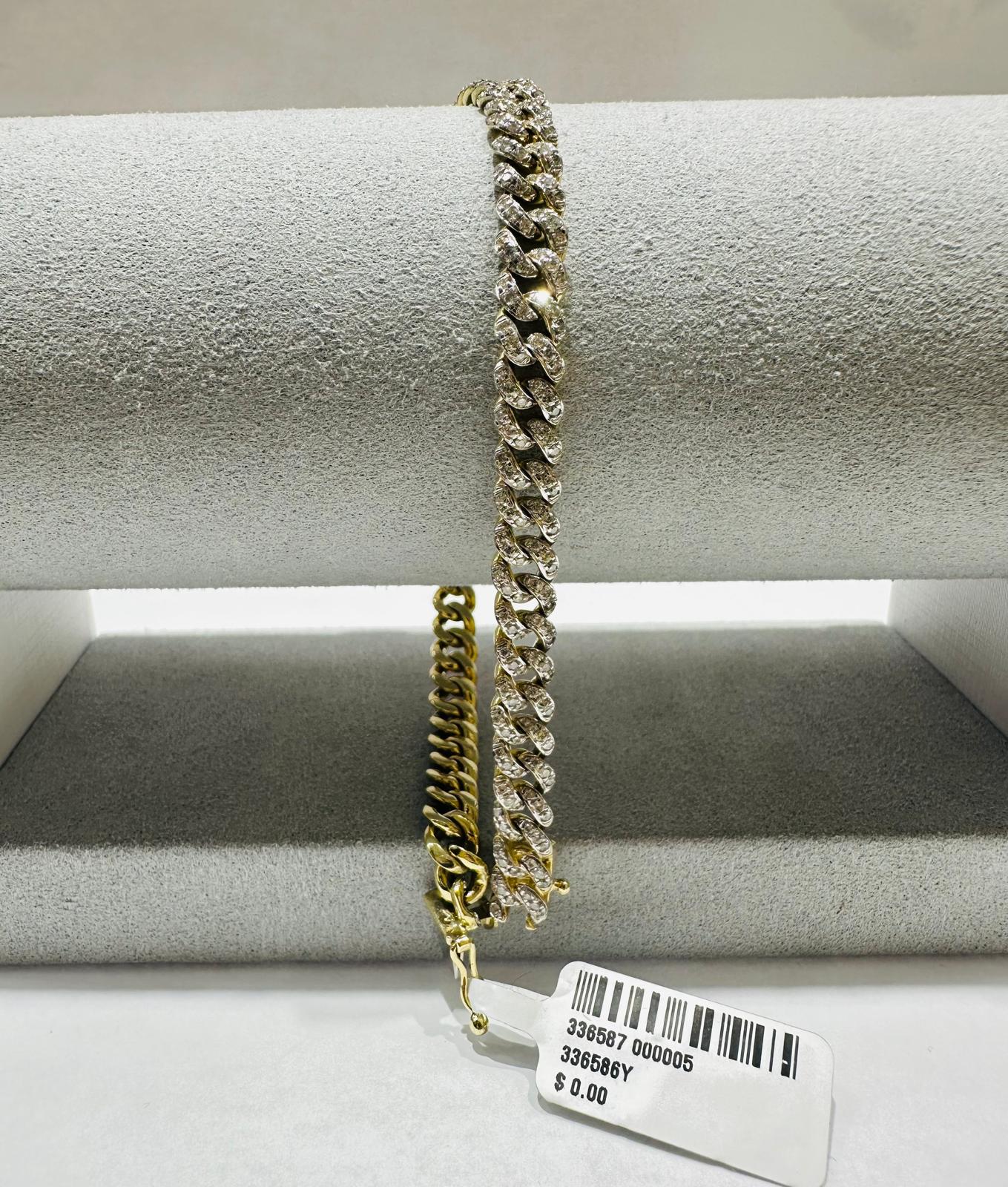 10K GOLD  NATURAL DIAMOND BRACELET 2CT, 8" 16.8gm
