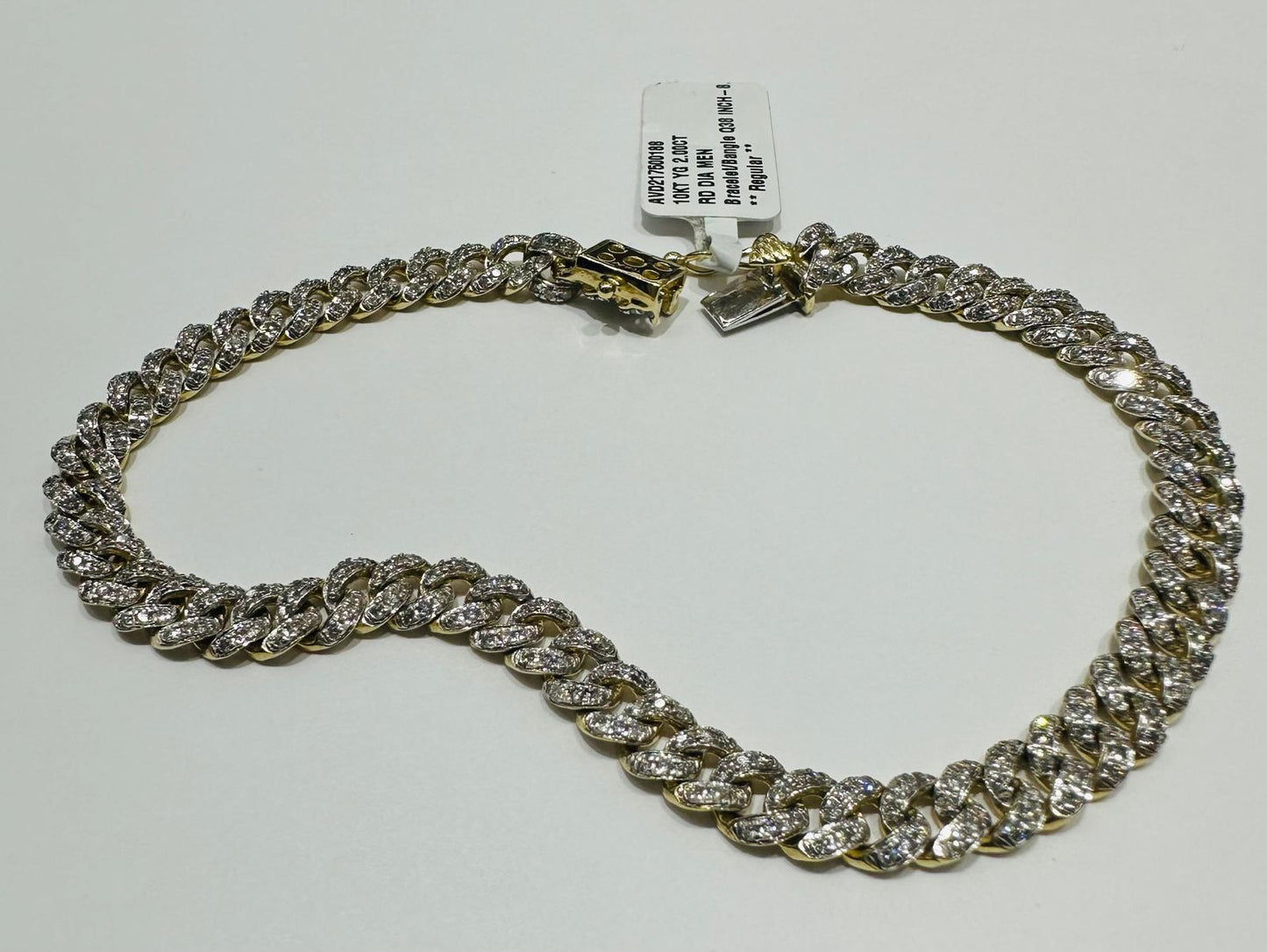 10K GOLD  NATURAL DIAMOND BRACELET 2CT, 8" 16.8gm