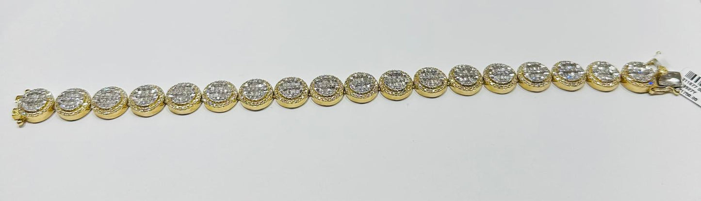 10K GOLD NATURAL DIAMOND BRACELET 6.25CT,  8.5"  32.6gm