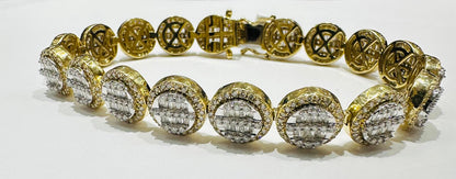 10K GOLD NATURAL DIAMOND BRACELET 6.25CT,  8.5"  32.6gm