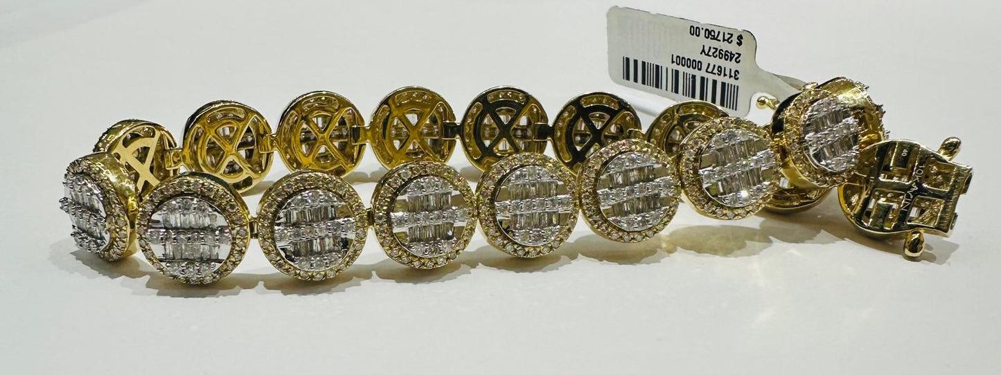 10K GOLD NATURAL DIAMOND BRACELET 6.25CT,  8.5"  32.6gm