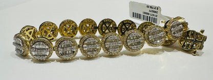 10K GOLD NATURAL DIAMOND BRACELET 6.25CT,  8.5"  32.6gm