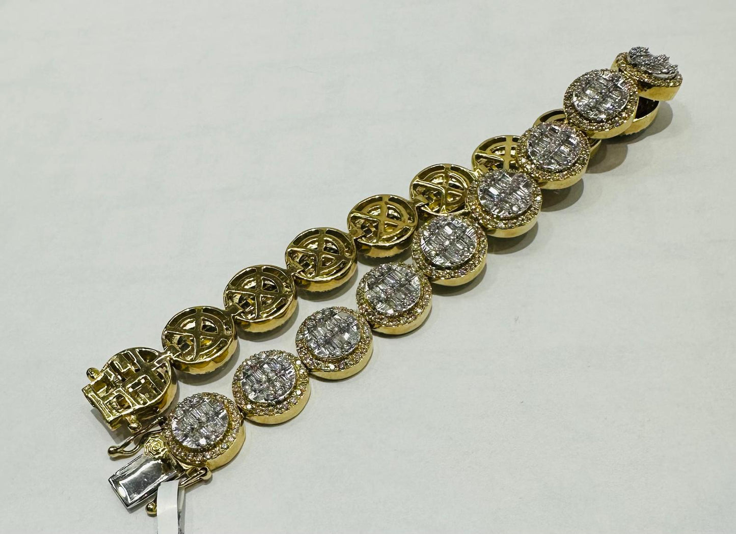 10K GOLD NATURAL DIAMOND BRACELET 6.25CT,  8.5"  32.6gm
